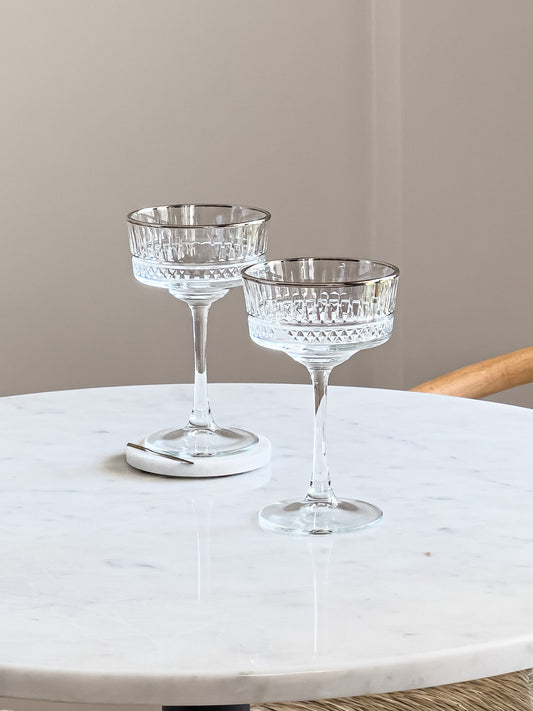 Eva Silver Rim Champagne Coupe Glass