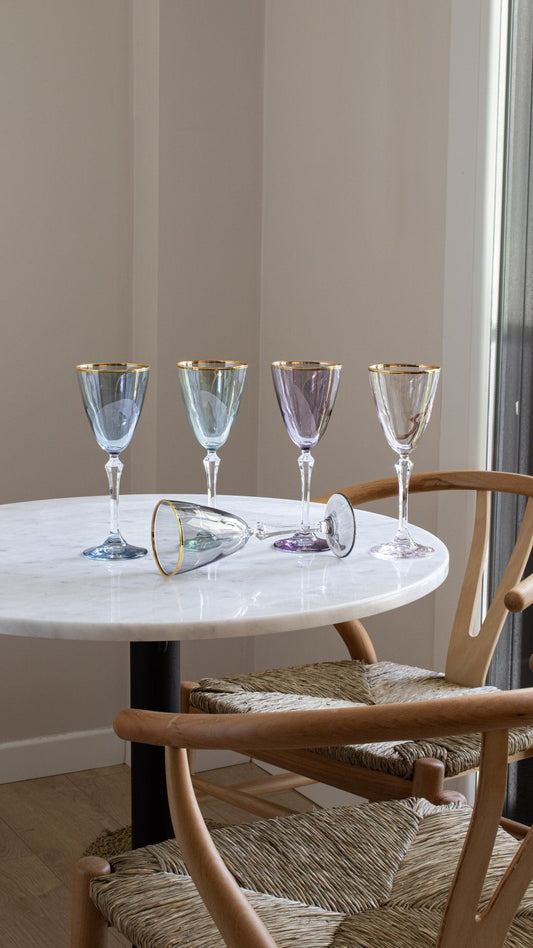 Diony Vintage Crystal Colored Champagne Flutes