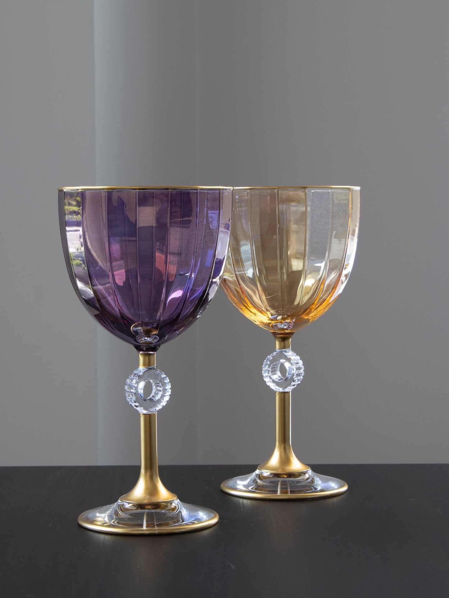 Figlia Vintage Colored Gold Stem Wine Glass