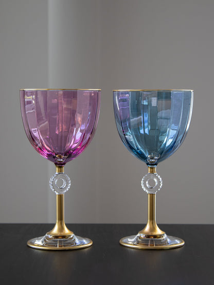 Figlia Vintage Colored Gold Stem Wine Glass