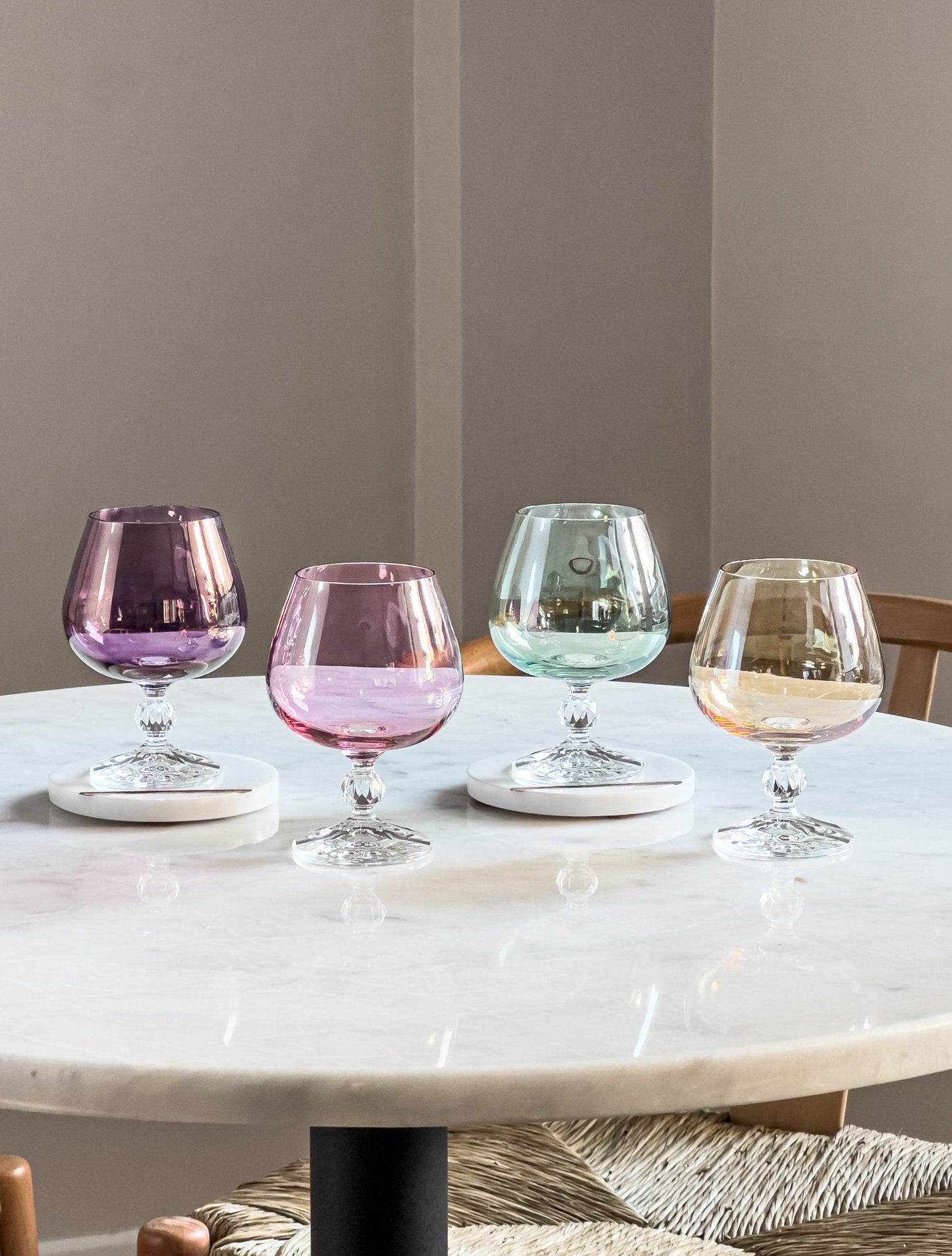Lotus Colored Cognac Brandy Glass