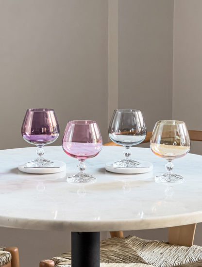 Lotus Colored Cognac Brandy Glass